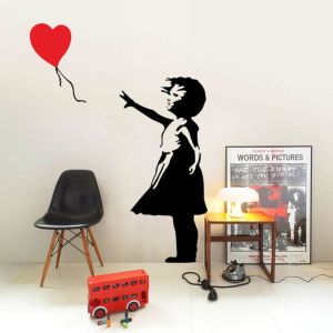  Wall Stickers - Banksy / Girl with Heart Balloons / Left Side View