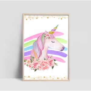  Poster - Unicorn with Flowers and Heart  / Right 