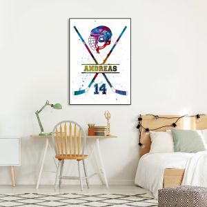  Poster -  Crossed Hockey Sticks / Personalised  