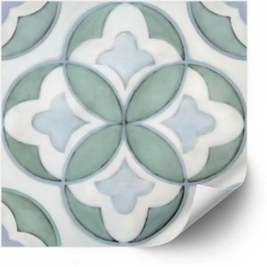  Tiles Sticker -  Blue floral pattern  / 02 / 24 pcs