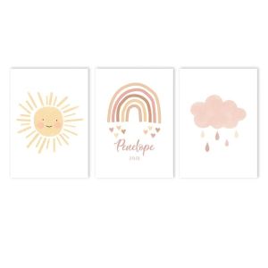  Poster - Abstract Art / Custom Text and Date  / Set of 3